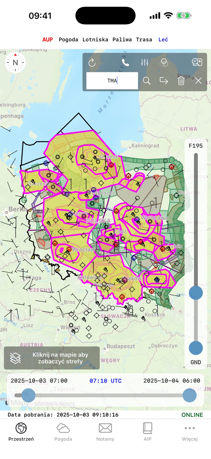 Wyszukiwarka stref — trafienia w kolorze, reszta mapy przygaszona